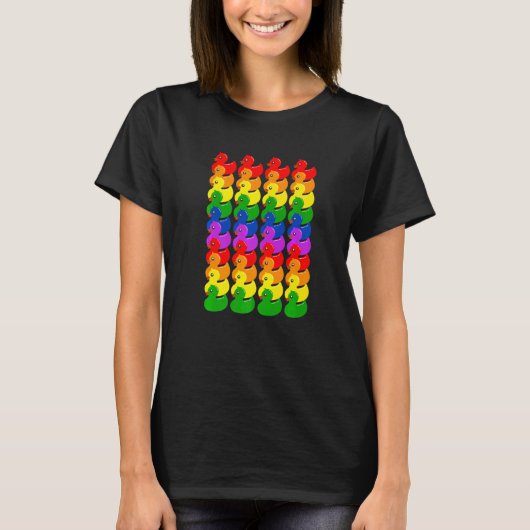 Cute Rubber Ducks Ducklings  LGBTQ Gay Lesbian Pri T-shirt (Voorkant)