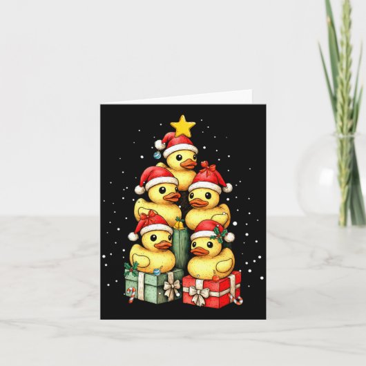 Cute Rubber Ducks Le Duckie Christmas Tree Xmas Ha Kaart (Voorkant)