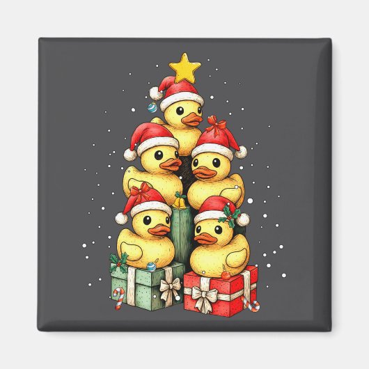 Cute Rubber Ducks Le Duckie Christmas Tree Xmas Ha Magneet (Voorkant)