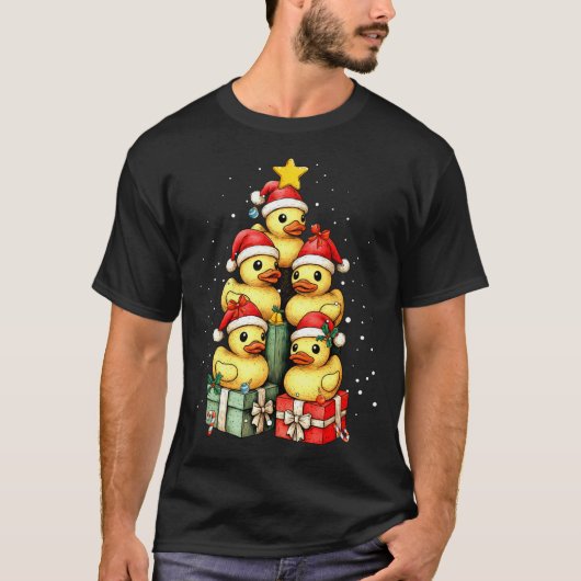 Cute Rubber Ducks Le Duckie Christmas Tree Xmas Ha T-shirt (Voorkant)