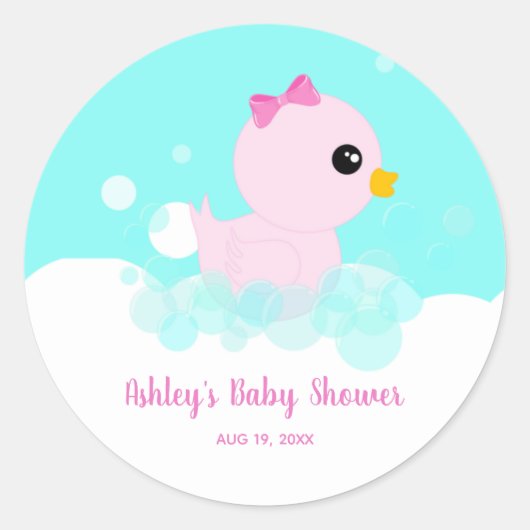 Cute Rubber Ducky Baby Girls Classic Round Sticker (Voorkant)