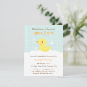 Cute Rubber Ducky Baby Shower Invitations Kaart (Staand voorkant)