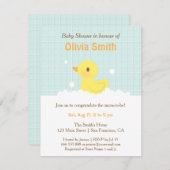 Cute Rubber Ducky Baby Shower Invitations Kaart (Voorkant / Achterkant)