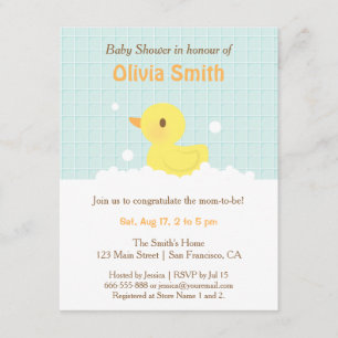 Cute Rubber Ducky Baby Shower Invitations Kaart