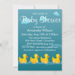 Cute Rubber Ducky Baby Shower Kaart