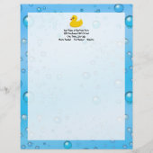 Cute Rubber Ducky/Blue Bubbles Briefhoofd Sjabloon (Voorkant)