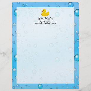 Cute Rubber Ducky/Blue Bubbles Briefhoofd Sjabloon