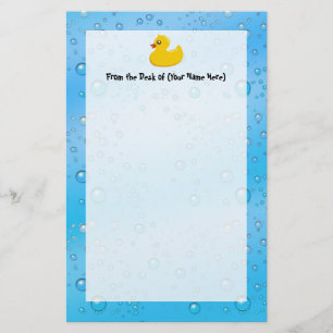 Cute Rubber Ducky/Blue Bubbles Briefpapier