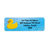 Cute Rubber Ducky/Blue Bubbles Etiket (Voorkant)