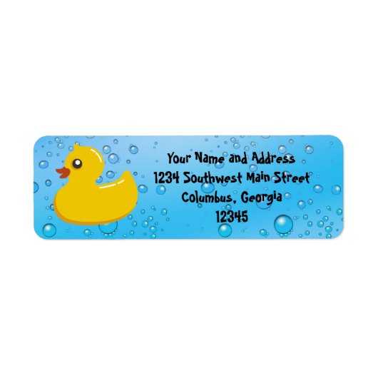 Cute Rubber Ducky/Blue Bubbles Etiket (Voorkant)