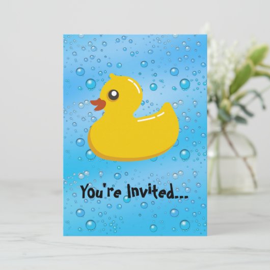 Cute Rubber Ducky/Blue Bubbles Kaart (Staand voorkant)