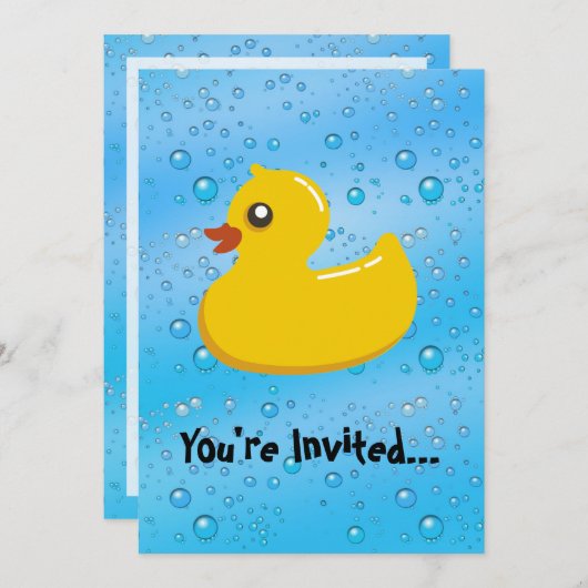 Cute Rubber Ducky/Blue Bubbles Kaart (Voorkant / Achterkant)