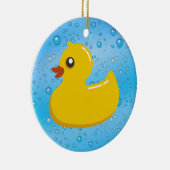 Cute Rubber Ducky/Blue Bubbles Keramisch Ornament (Rechts)