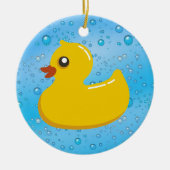 Cute Rubber Ducky/Blue Bubbles Keramisch Ornament (Voorkant)