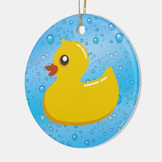 Cute Rubber Ducky/Blue Bubbles Keramisch Ornament (Links)