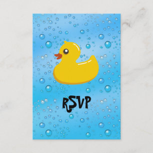 Cute Rubber Ducky/Blue Bubbles RSVP Kaartje