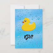 Cute Rubber Ducky/Blue Bubbles RSVP Kaartje (Voorkant)