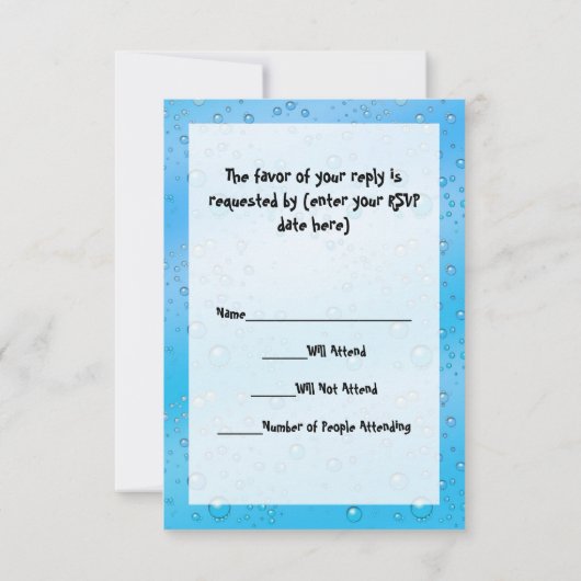 Cute Rubber Ducky/Blue Bubbles RSVP Kaartje (Achterkant)