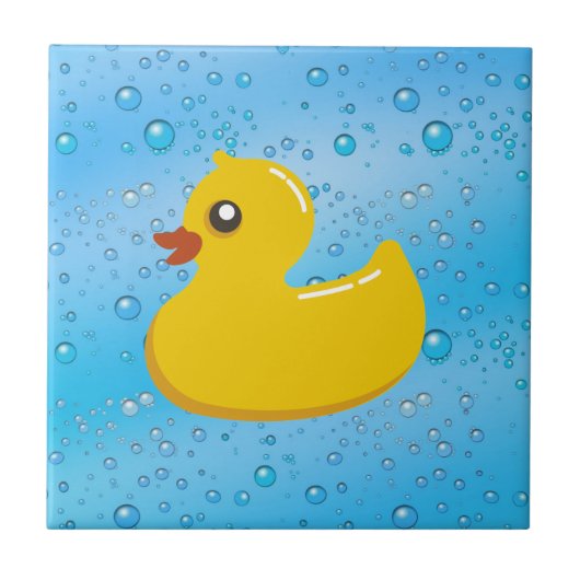 Cute Rubber Ducky/Blue Bubbles Tegeltje (Voorkant)
