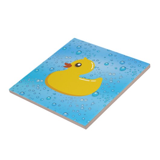 Cute Rubber Ducky/Blue Bubbles Tegeltje (Zijkant)