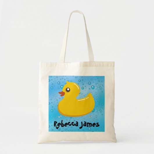 Cute Rubber Ducky/Blue Bubbles Tote Bag (Voorkant)