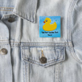 Cute Rubber Ducky/Blue Bubbles Vierkante Button 5,1 Cm (In situ)