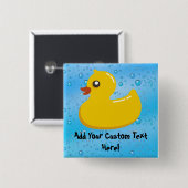 Cute Rubber Ducky/Blue Bubbles Vierkante Button 5,1 Cm (Voorkant /achterkant)
