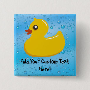 Cute Rubber Ducky/Blue Bubbles Vierkante Button 5,1 Cm