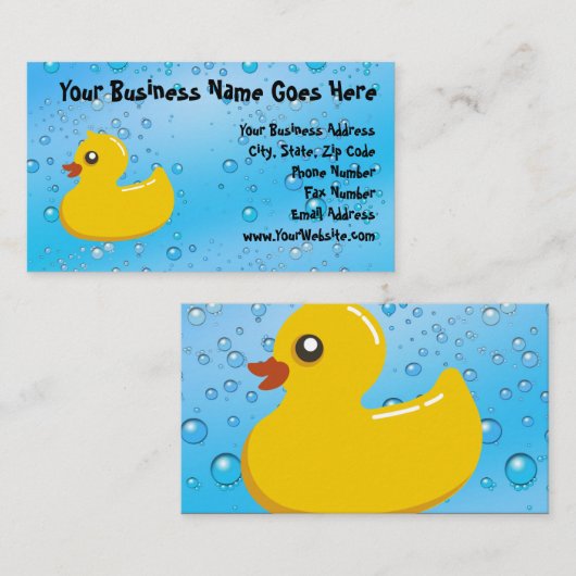 Cute Rubber Ducky/Blue Bubbles Visitekaartje (Voorkant / Achterkant)