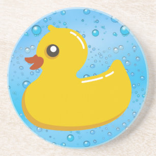 Cute Rubber Ducky/Blue Bubbles Zandsteen Onderzetter