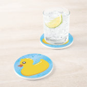 Cute Rubber Ducky/Blue Bubbles Zandsteen Onderzetter (Zijkant)