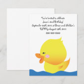 Cute Rubber Ducky Boy Birthday Uitnodiging (Voorkant / Achterkant)