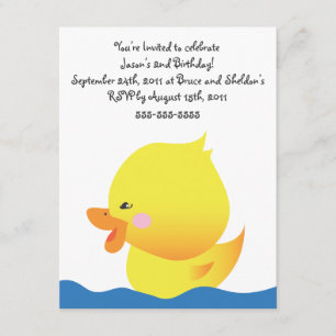 Cute Rubber Ducky Boy Birthday Uitnodiging