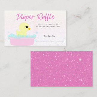Cute Rubber Ducky Girl Diaper Raffle Informatiekaartje