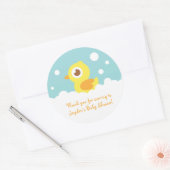 Cute Rubber Ducky in Bubble Bath Ronde Sticker (Envelop)