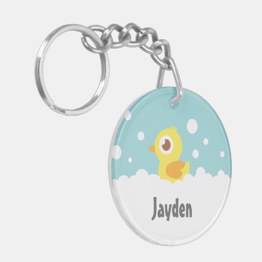 Cute Rubber Ducky in Bubble Bath Sleutelhanger (Voorkant Links)