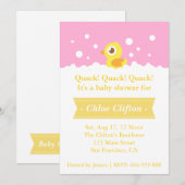 Cute Rubber Ducky met Bubbles Baby shower Party Kaart (Voorkant / Achterkant)