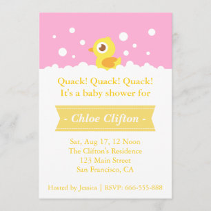 Cute Rubber Ducky met Bubbles Baby shower Party Kaart