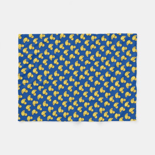 Cute Rubber Ducky Pattern Royal Blue Fleece Deken (Voorkant (Horizontaal))