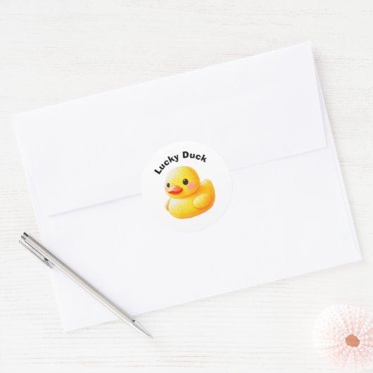 Cute Rubber Ducky with Customizable Text Ronde Sticker (Envelop)