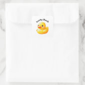 Cute Rubber Ducky with Customizable Text Vierkante Sticker (Tas)