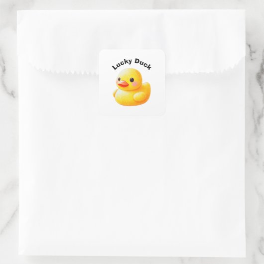 Cute Rubber Ducky with Customizable Text Vierkante Sticker (Tas)