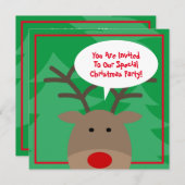 Cute Rudolf de rode neus rendierfeest Kaart (Voorkant / Achterkant)