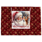 Cute Rudolph and Santa Kids Christmas Holiday Gift Groot Cadeauzakje (Achterkant)