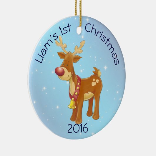 Cute Rudolph for Baby's 1st Kerstmis Keramisch Ornament (Rechts)