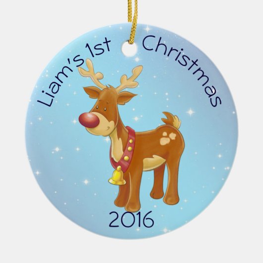 Cute Rudolph for Baby's 1st Kerstmis Keramisch Ornament (Voorkant)