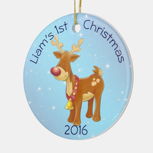 Cute Rudolph for Baby's 1st Kerstmis Keramisch Ornament (Links)