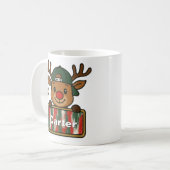 Cute Rudolph Green Cap Reindeer Mug for Boys Koffiemok (Voorkant links)