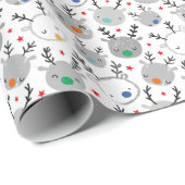 Cute Rudolph head met kleine sterren Cadeaupapier (Rol Hoek)