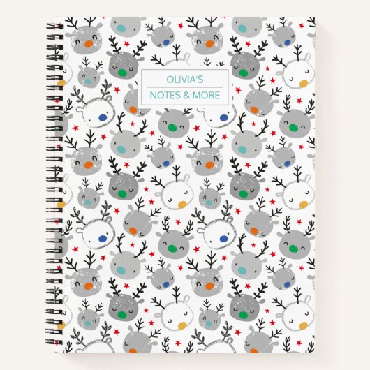 Cute Rudolph head met kleine sterren Notitieboek (Voorkant)
